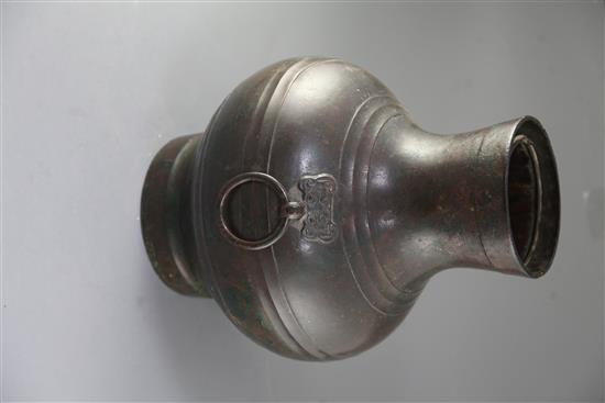 A Chinese bronze wine vessel, Hu, Han dynasty, height 43.5cm